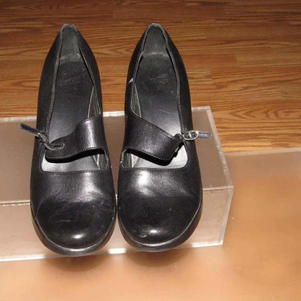 DANSKO Tara Leather Mary Jane Black Heels Shoes Size 40 (US Size 9.5-10)